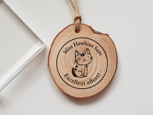 Personalised Teacher Cat Rubber Stamp Says Great Job Marking Teacher Gift