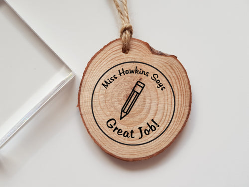 Personalised Teacher Pencil Rubber Stamp Says Great Job Marking Teacher Gift