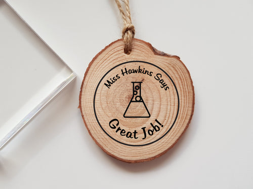 Personalised Teacher Conical Flask Science Rubber Stamp Says Great Job Marking Teacher Gift