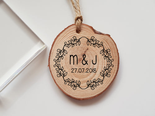 Wedding Rubber Stamp with Initials and Date