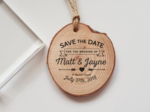 Wedding Save the Date Rubber Stamp with Names and Date