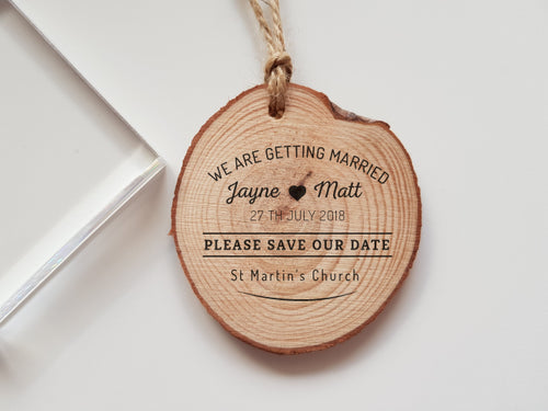 Wedding Save the Date Rubber Stamp with Names and Date