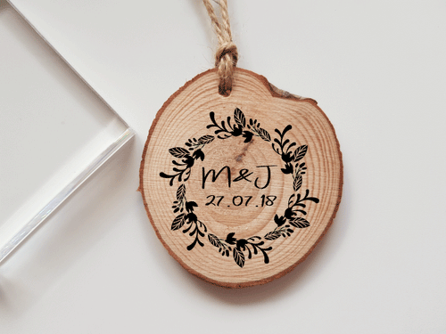 Wedding Rubber Stamp with Initials and Date